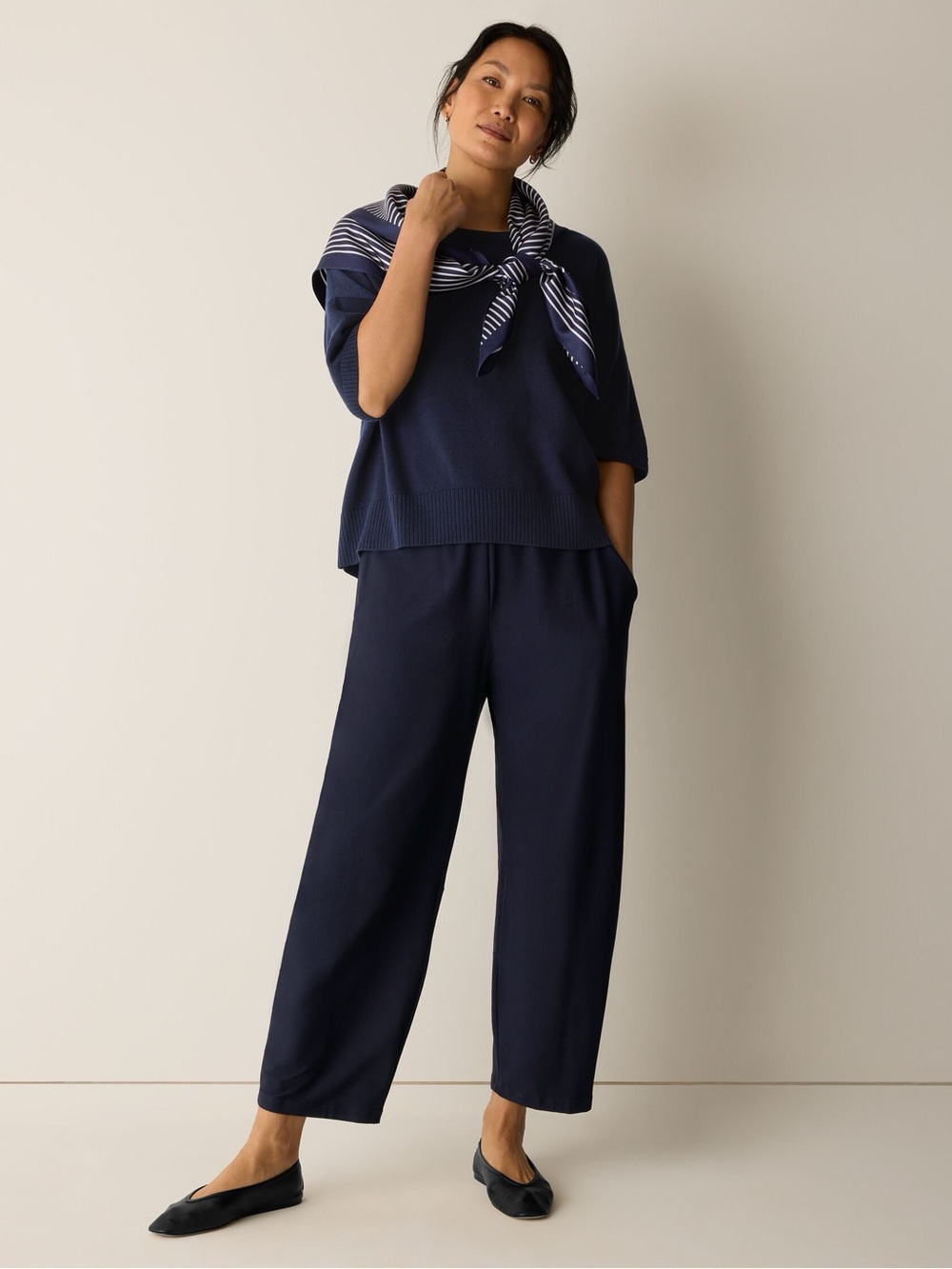New Plus Size Eileen Fisher Washable Stretch Crepe Arch Pant Size 3X- Ink Blue